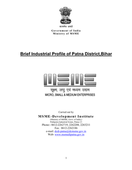 Brief Industrial Profile of Patna District,Bihar