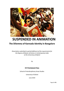 Suspended in Animation: the Dilemma of Kannada Identity In