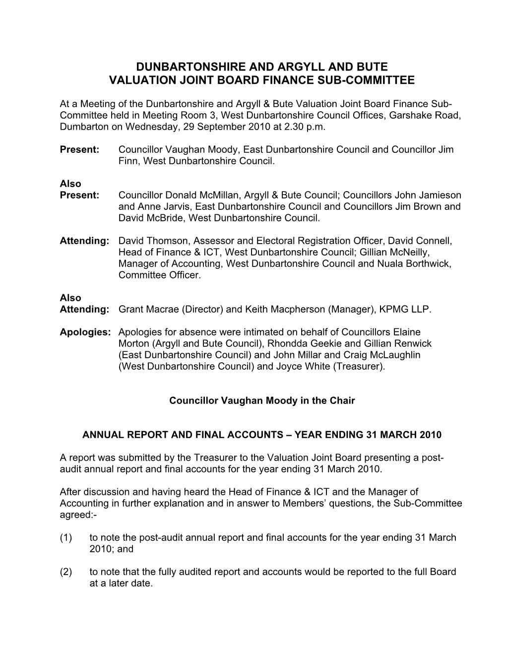 Dunbartonshire and Argyll & Bute Valuation J Oint Board
