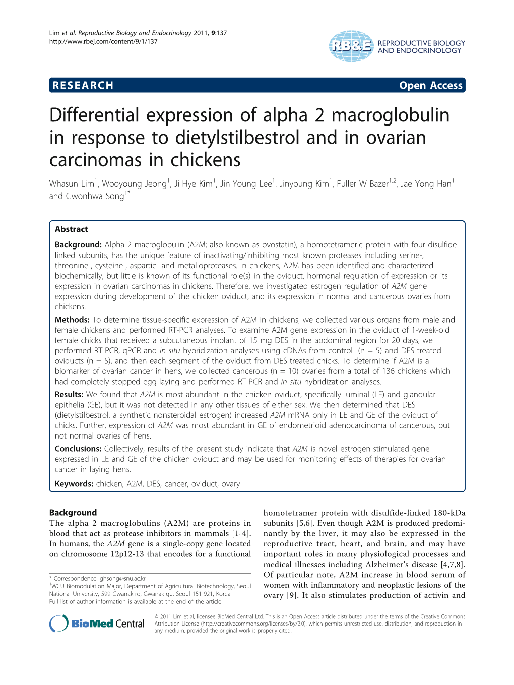 Differential Expression of Alpha 2 Macroglobulin in Response To