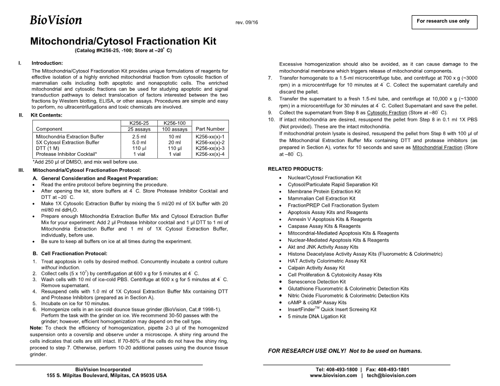 K256-Mitochondria/Cytosol Fractionation