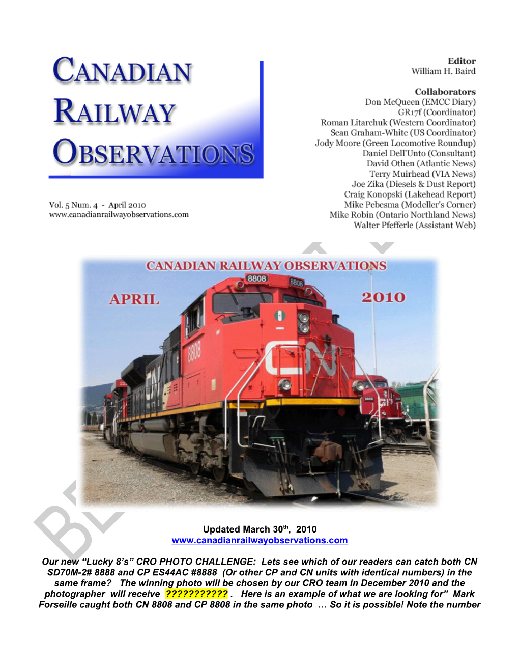 CN Locomotives Retired Since Last Issue: (Last Retirement Was January 20Th)