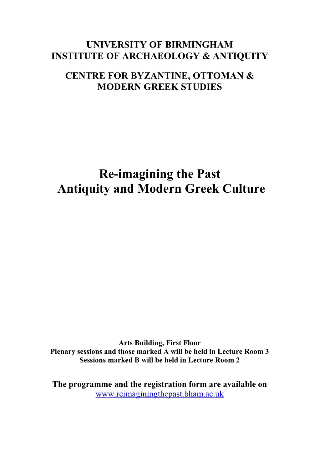 Re-Imagining the Past Antiquity and Modern Greek Culture