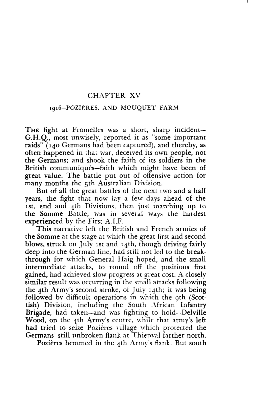 Chapter Xv 1916-Pozi&Res, and Mcuquet Farm
