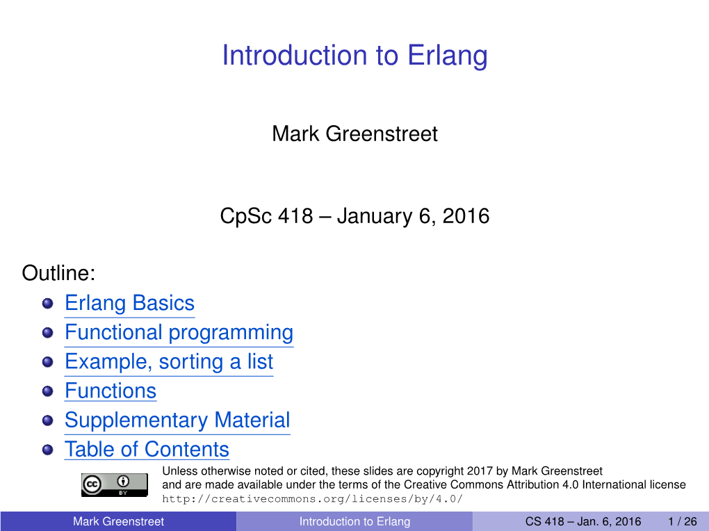 Introduction to Erlang