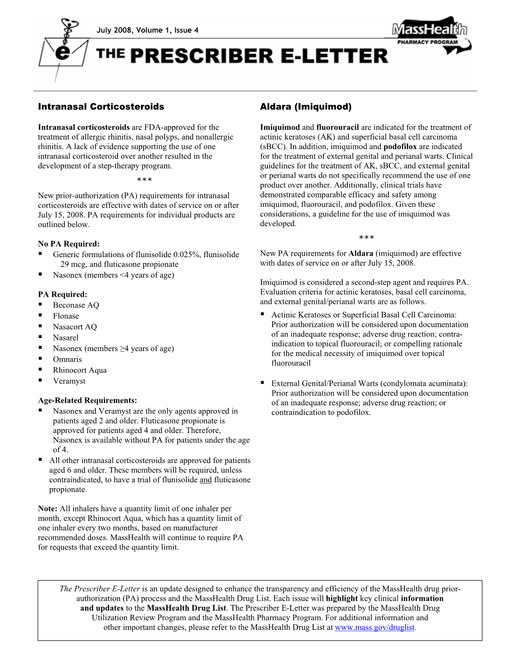 Intranasal Corticosteroids Aldara (Imiquimod)