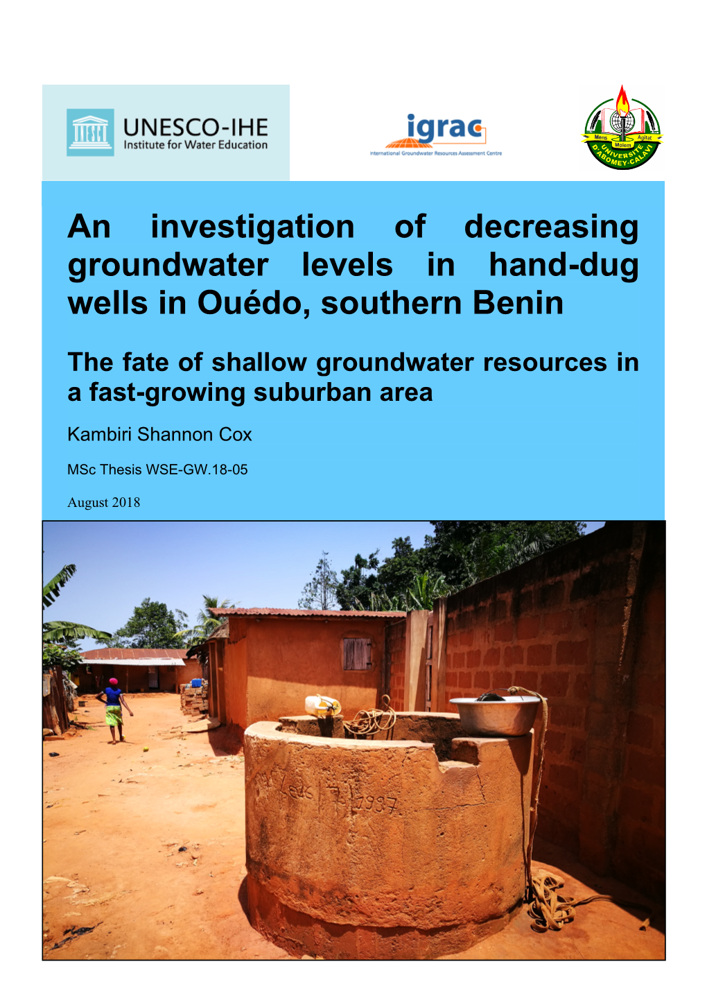 An Investigation of Decreasing Groundwater Levels in Hand-Dug Wells in Ouédo, Southern Benin