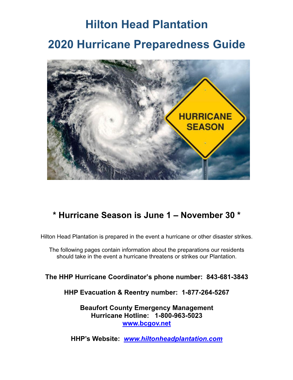 Hilton Head Plantation 2020 Hurricane Preparedness Guide
