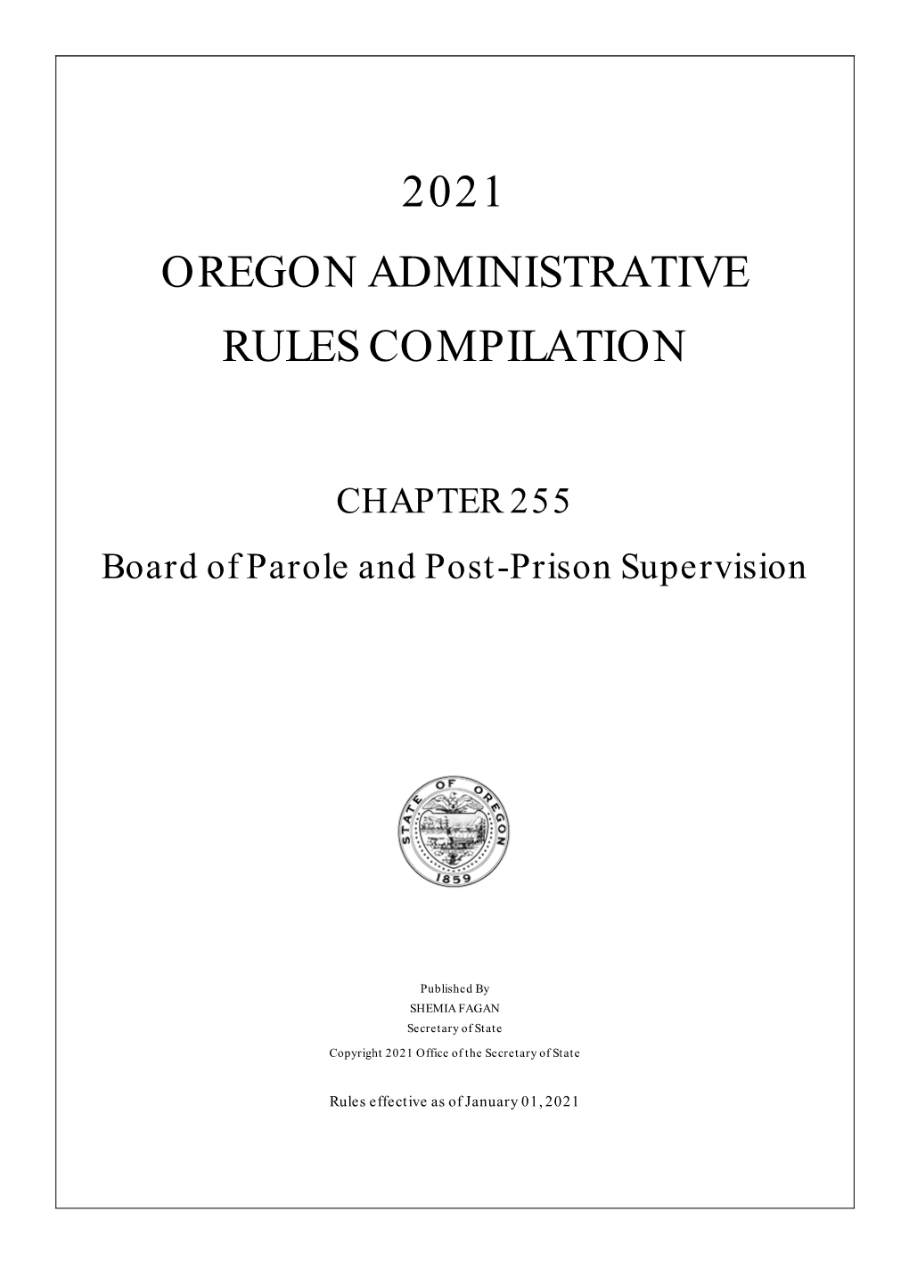 2021 Oregon Administrative Rules Compilation