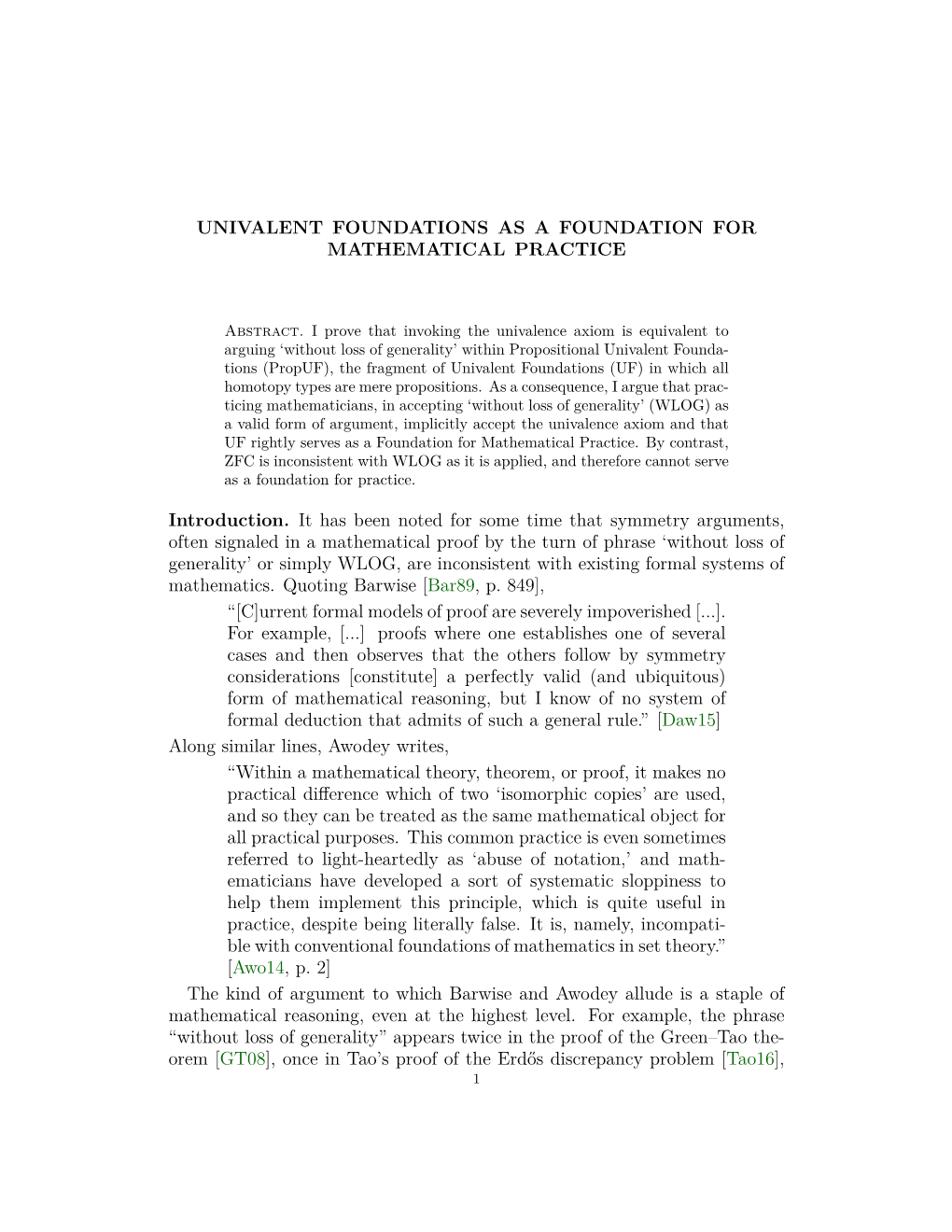 Univalent Foundations As a Foundation for Mathematical Practice