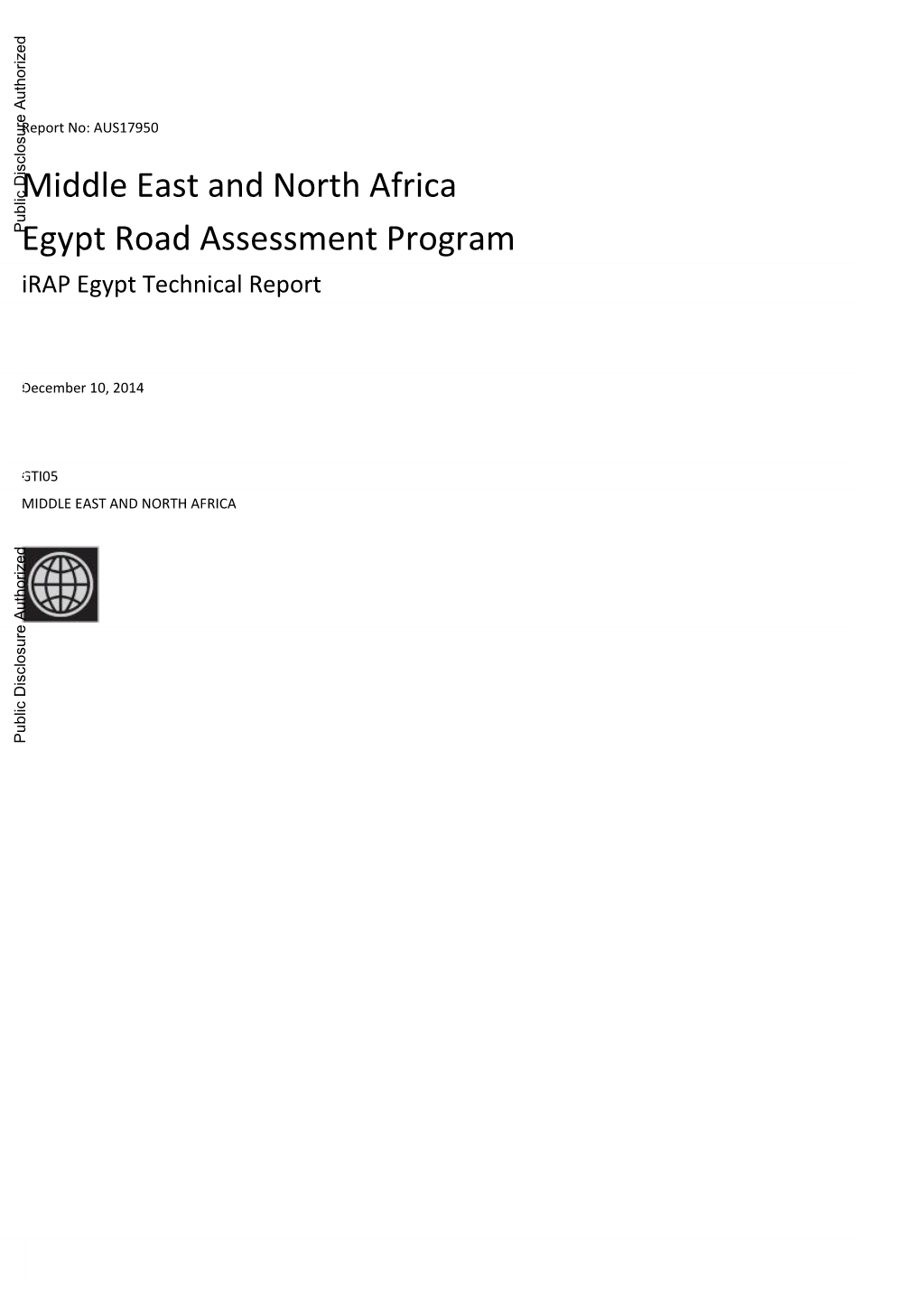 Middle East and North Africa Egypt Road Assessment Program