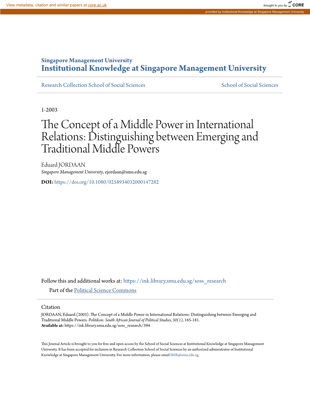 Distinguishing Between Emerging and Traditional Middle Powers