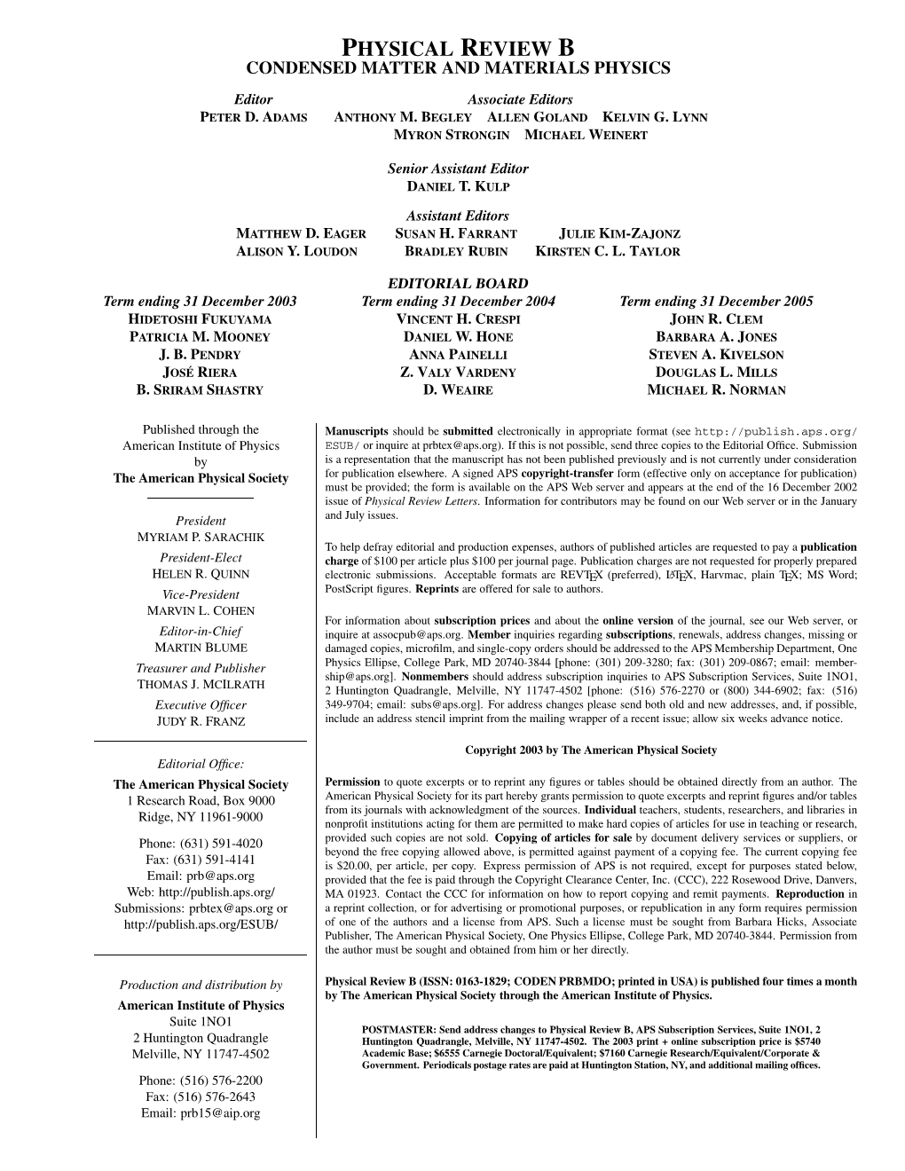 Physical Review B Condensed Matter and Materials Physics