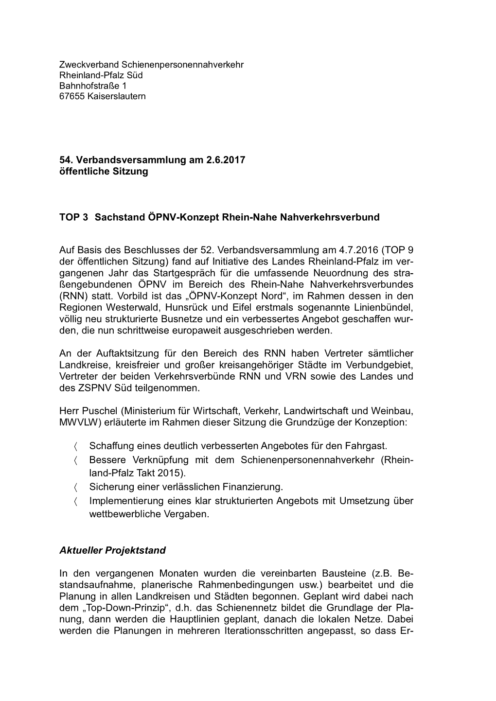 Sachstand ÖPNV-Konzept Rhein-Nahe Nahverkehrsverbund