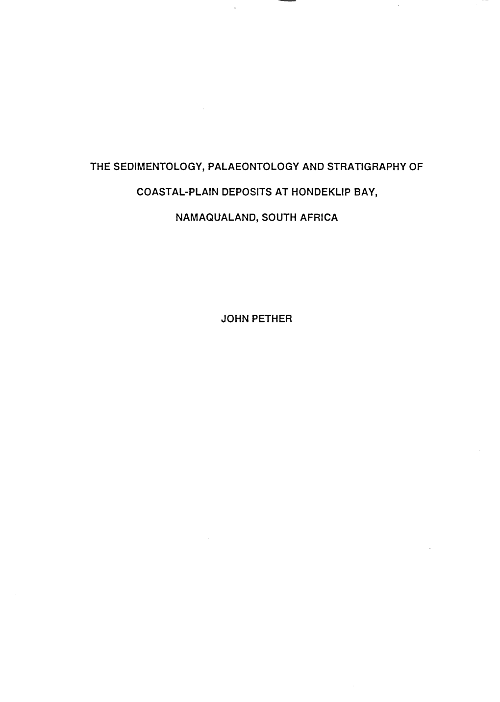 The Sedimentology, Palaeontology and Stratigraphy of Coastal-Plain