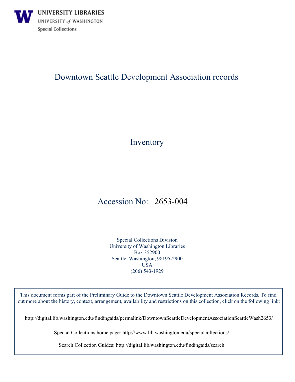 2653-004 Downtown Seattle Development Association Records