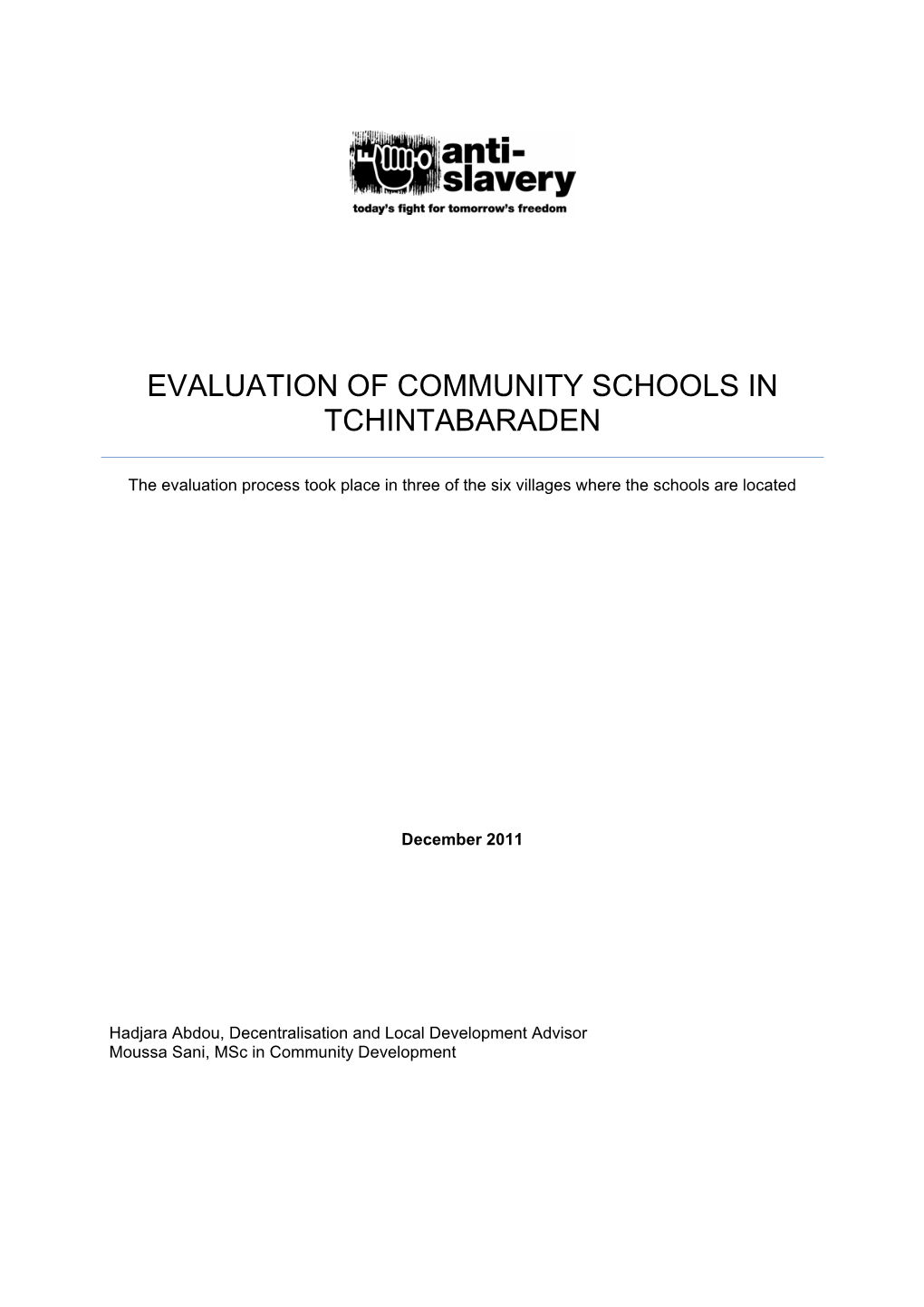 Evaluation of Community Schools in Tchintabaraden