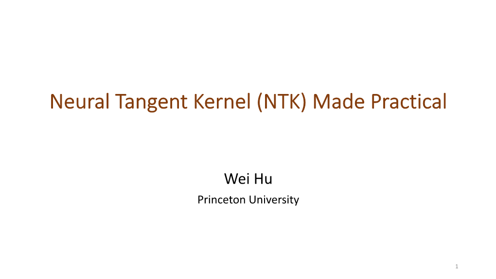 Neural Tangent Kernel (NTK) Made Practical