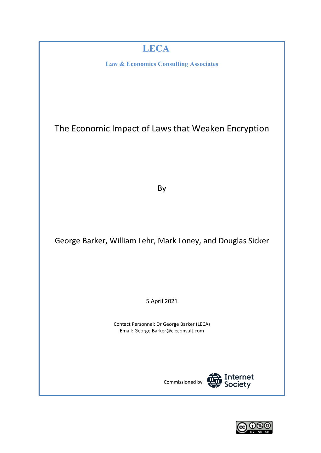 The Economic Impact of Laws That Weaken Encryption LECA