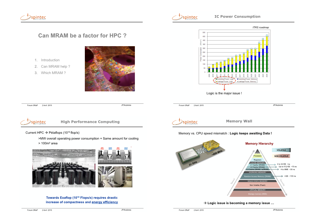 Can MRAM Be a Factor for HPC ?