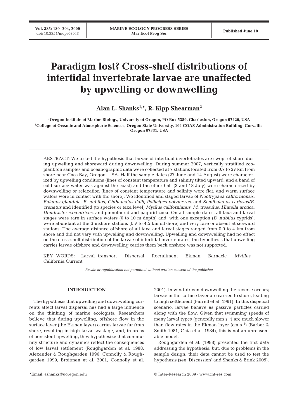 Marine Ecology Progress Series 385:189