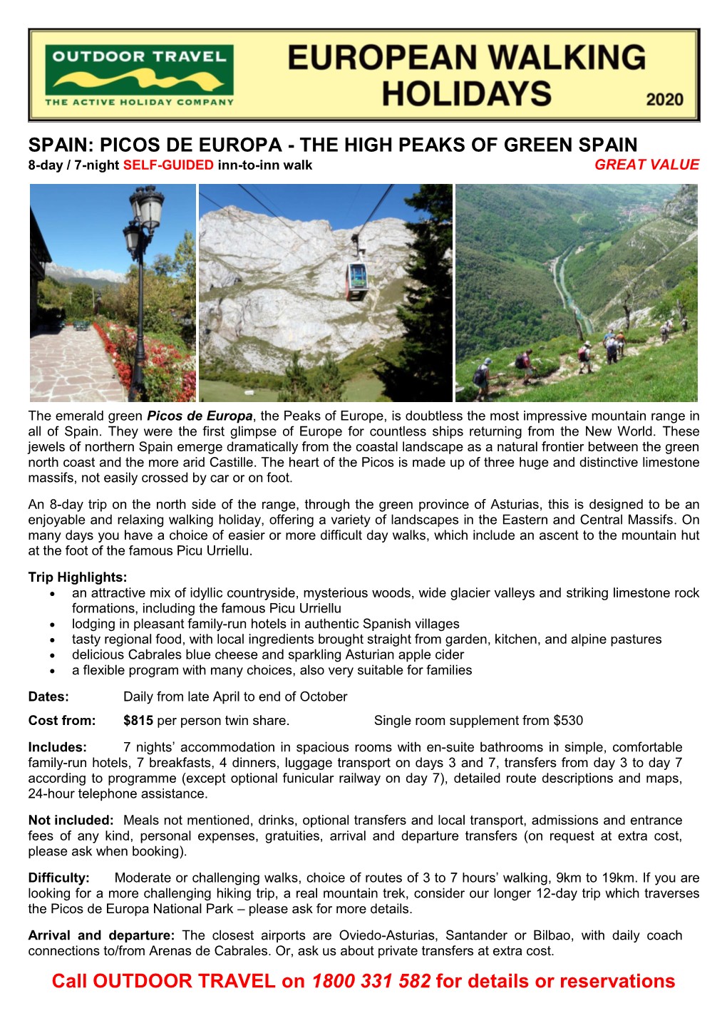 Spain Picos De Europa Self-Guided Walk