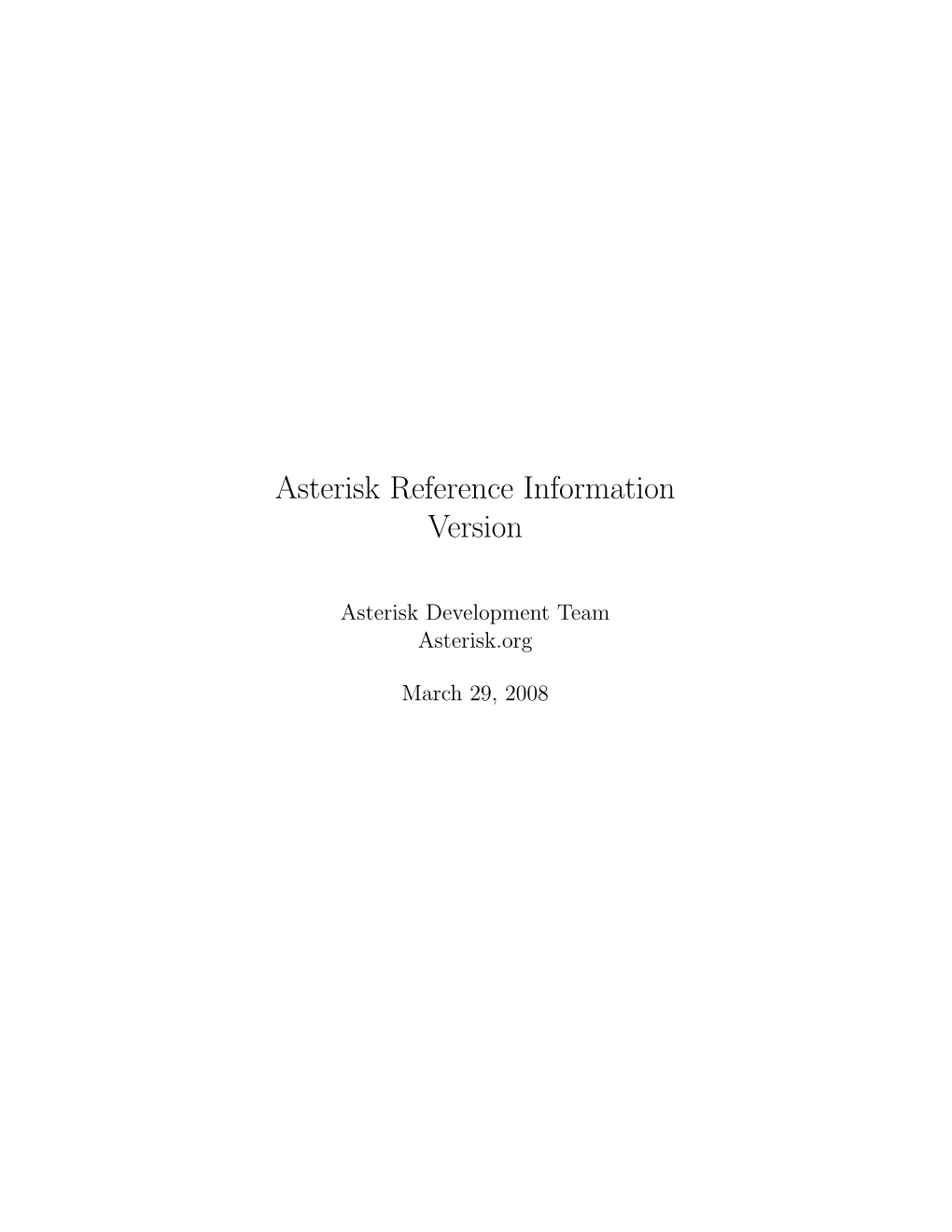 Asterisk Reference Information Version