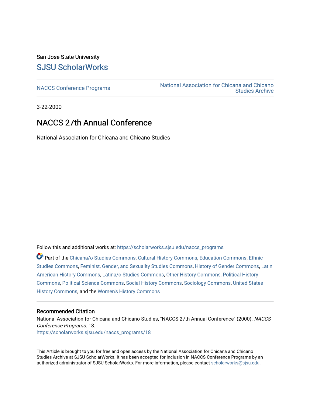 NACCS 27Th Annual Conference