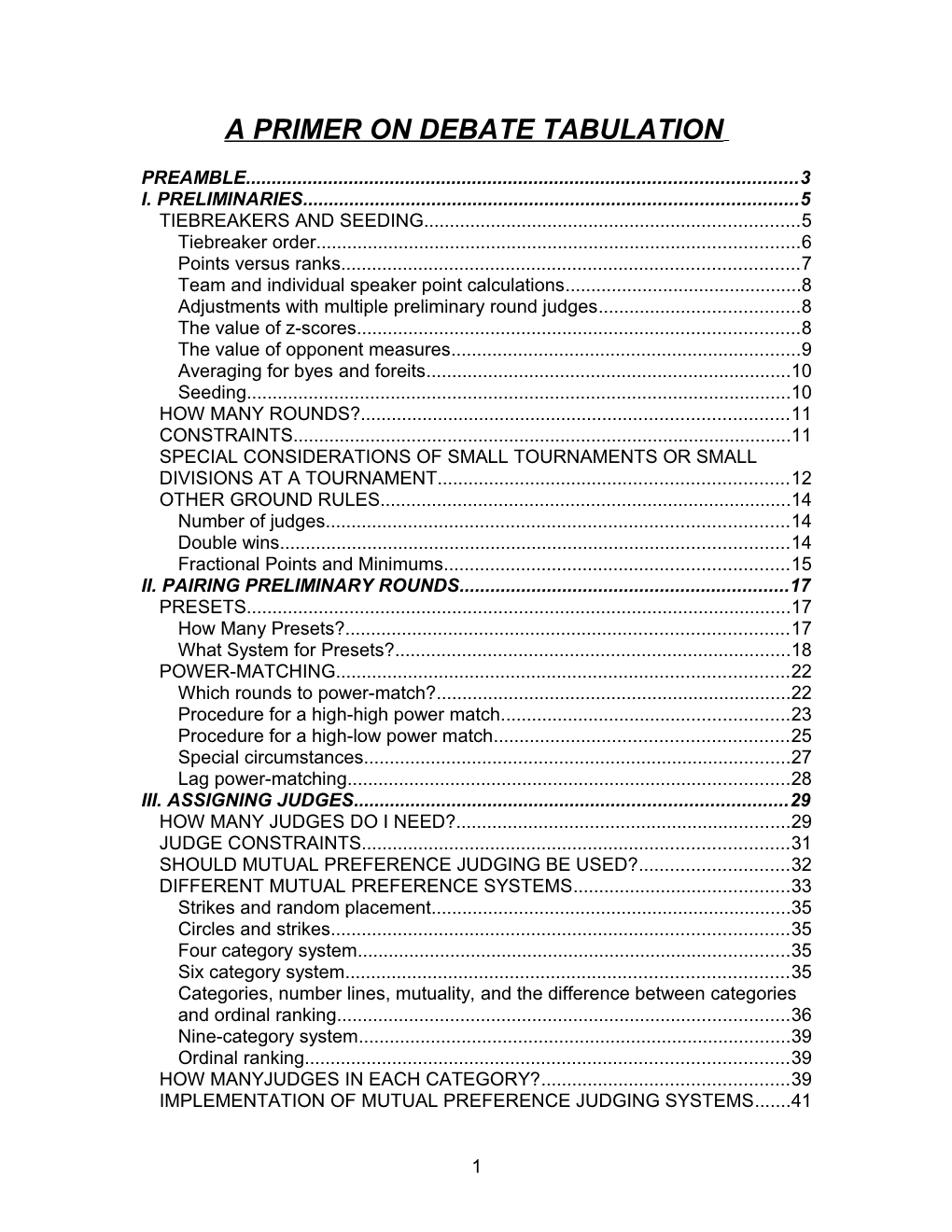 A Primer on Debate Tabulation