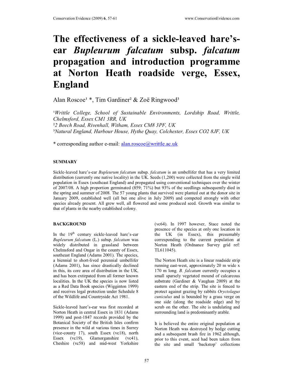 The Effectiveness of a Sickle-Leaved Hare's- Ear Bupleurum Falcatum