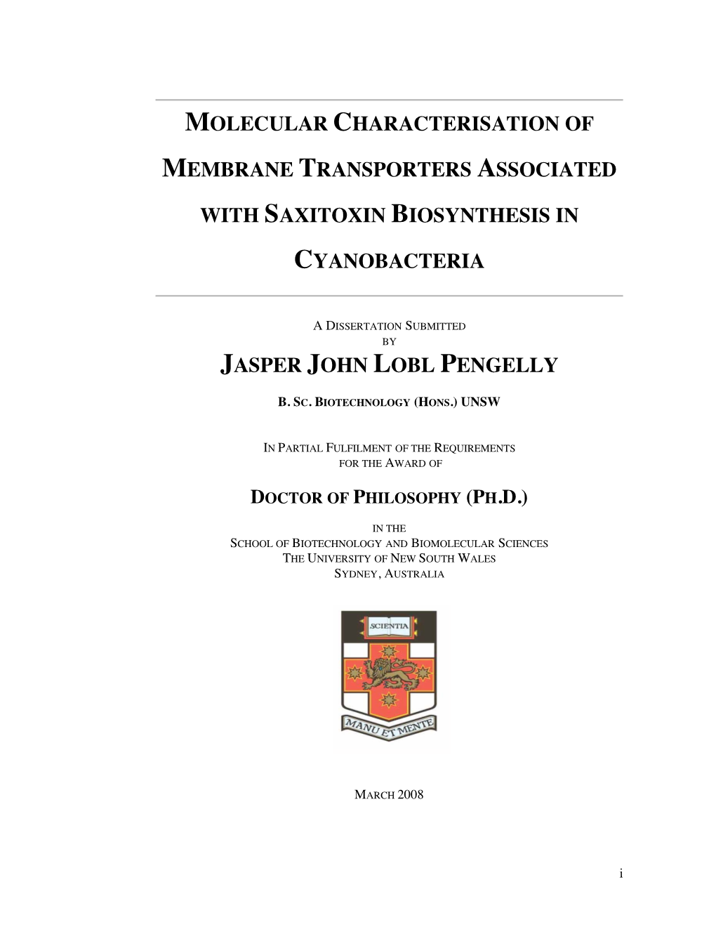 Molecular Characterisation of Membrane Transporters