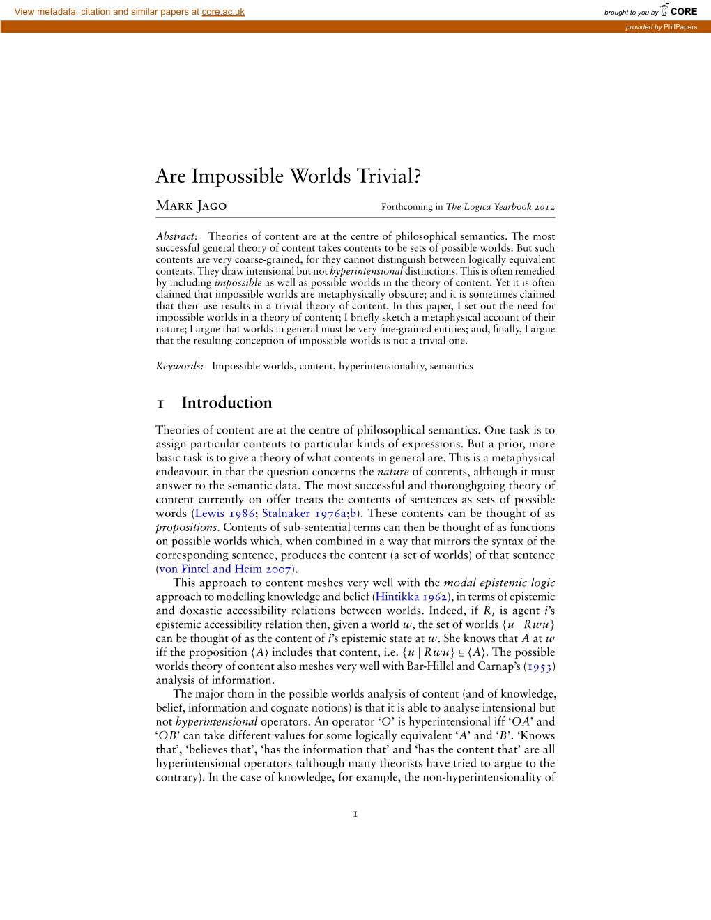 Are Impossible Worlds Trivial?