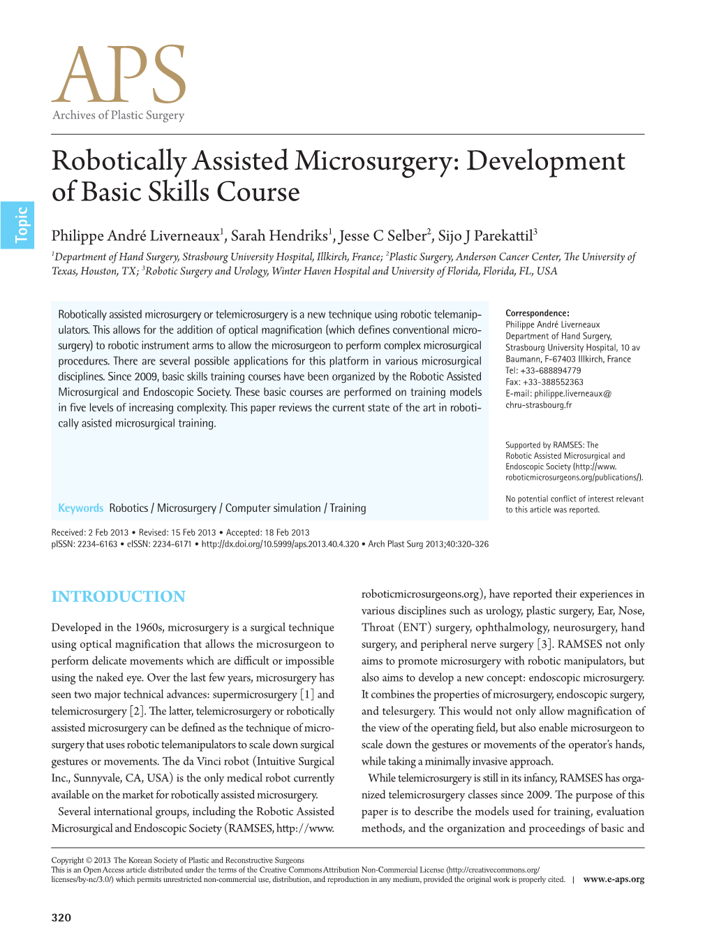 Robotically Assisted Microsurgery: Development of Basic Skills Course