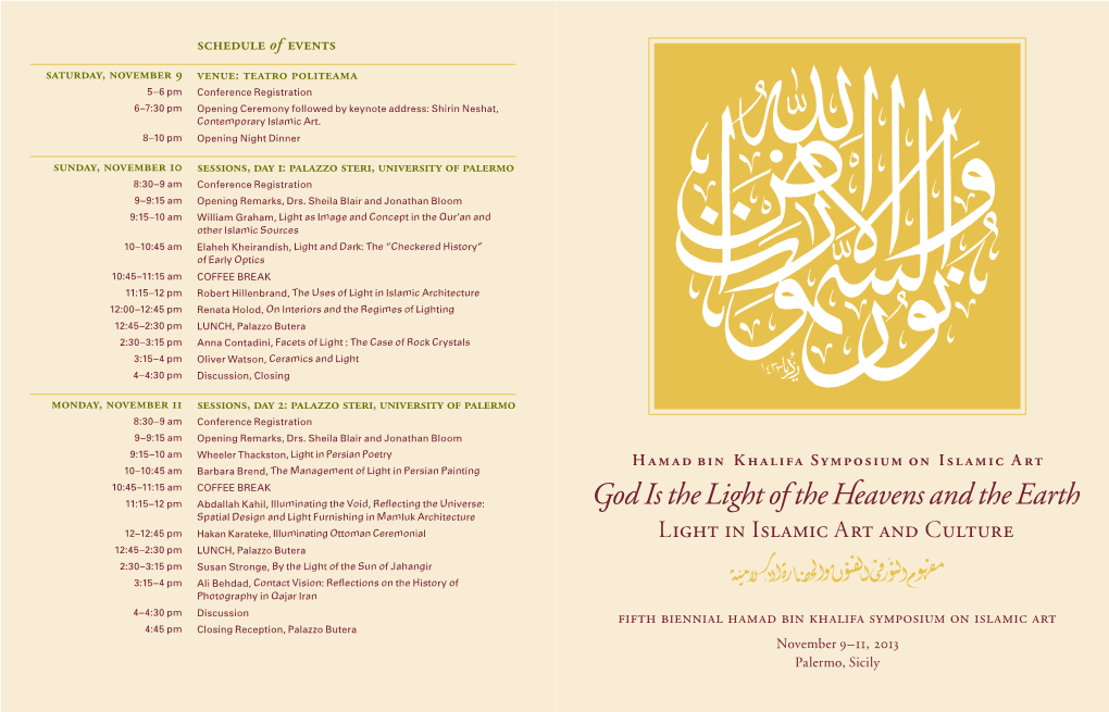 Hamad Bin Khalifa Symposium on Islamic Art Schedule of Events Fifth