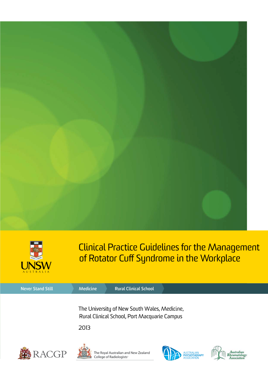 Clinical Practice Guidelines for the Management of Rotator Cuff Syndrome in the Workplace