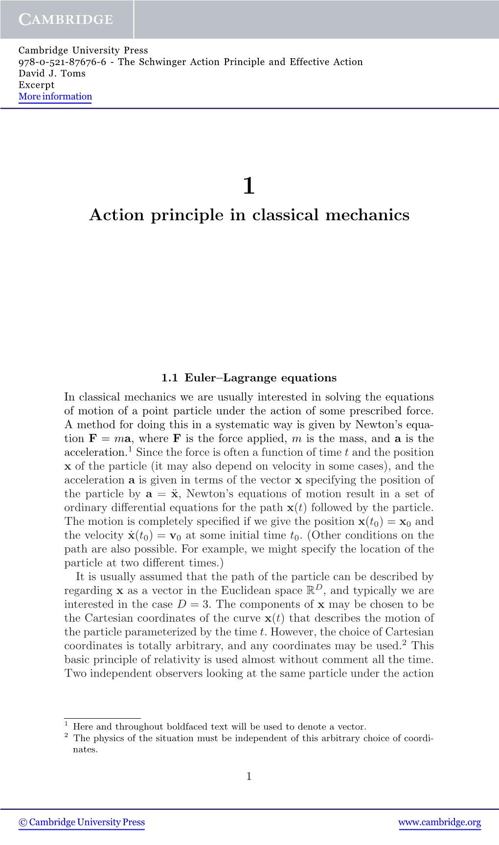 Action Principle in Classical Mechanics