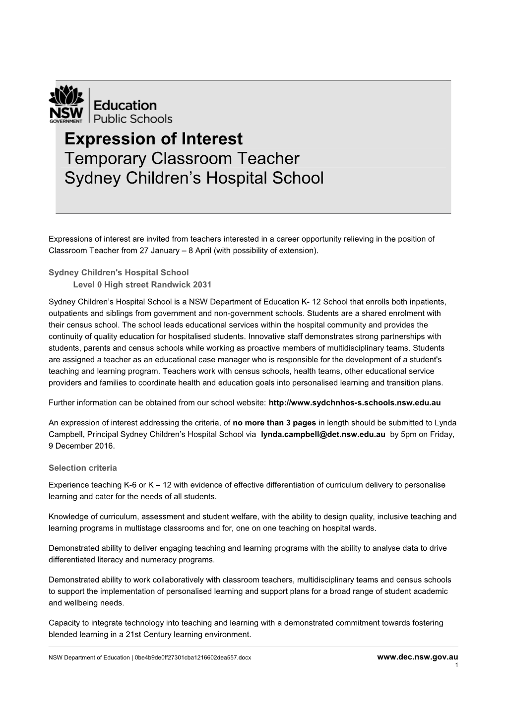 Expression of Interest s13