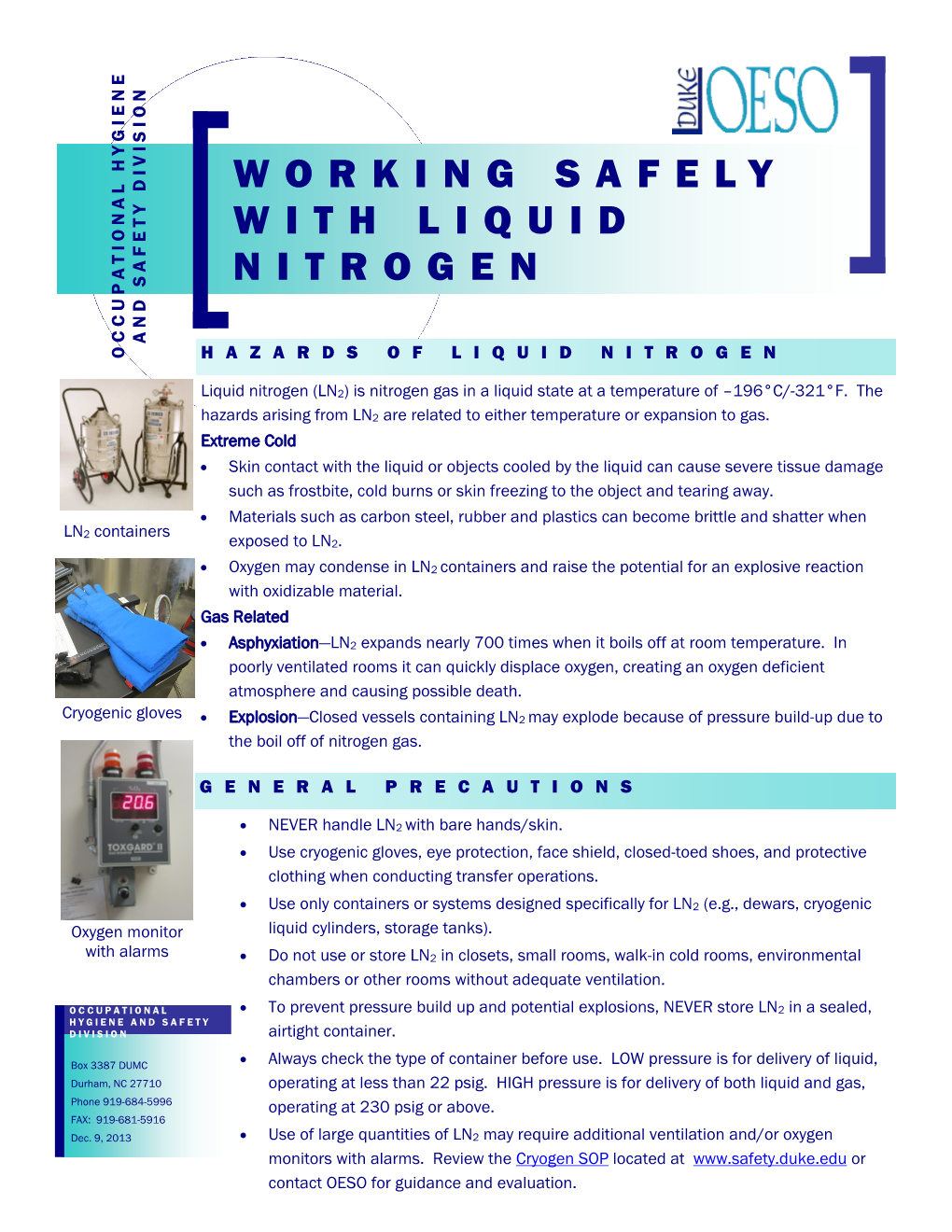 Working Safely with Liquid Nitrogen