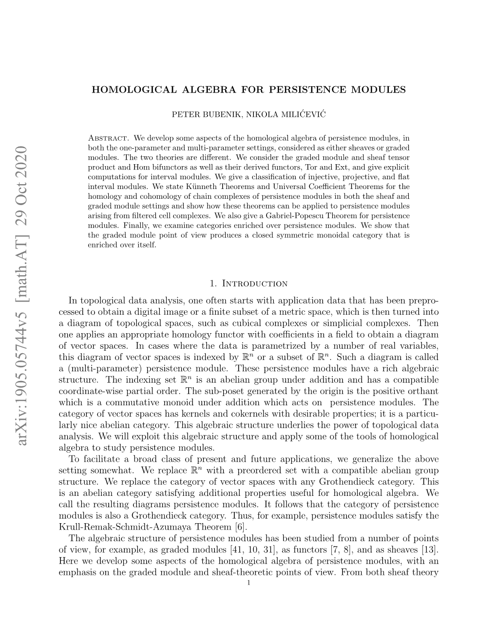 Homological Algebra for Persistence Modules