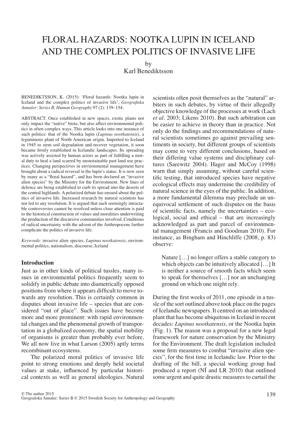 Nootka Lupin in Iceland and the Complex Politics of Invasive Life by Karl Benediktsson Floral Hazards