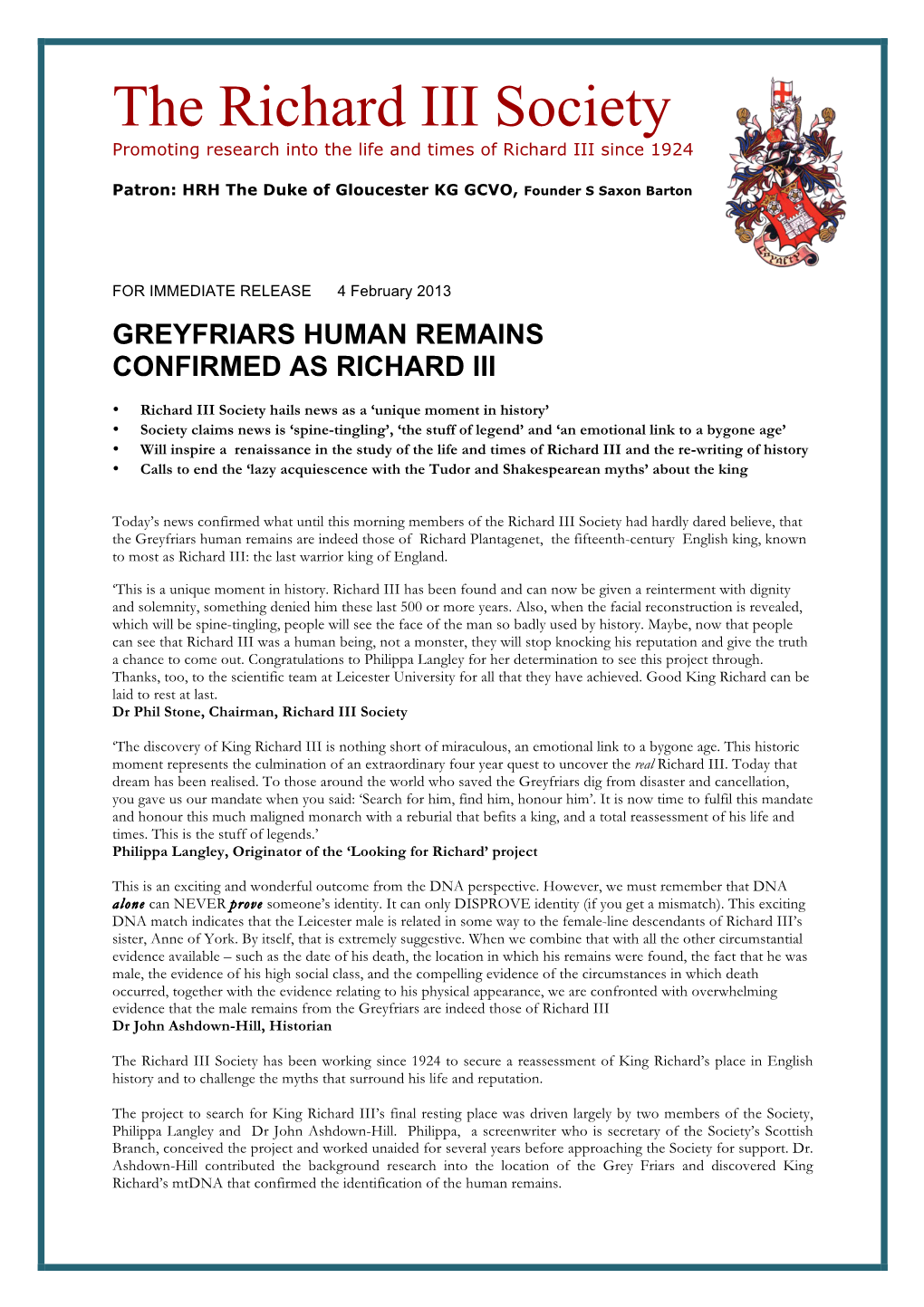 RIIIS Media Information Greyfriars Human Remains 040213