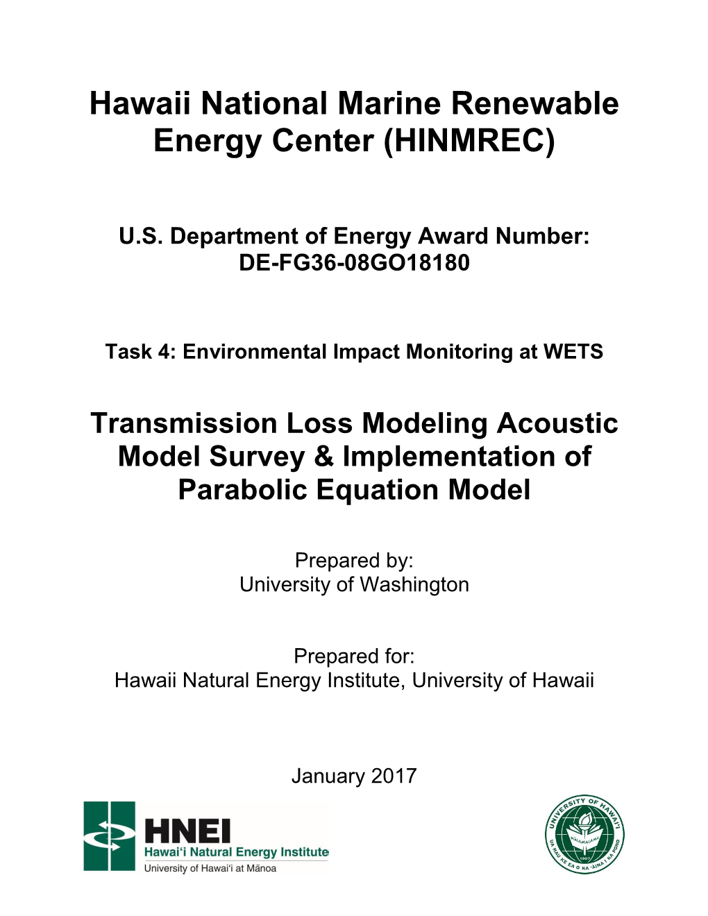 Hawaii National Marine Renewable Energy Center (HINMREC)