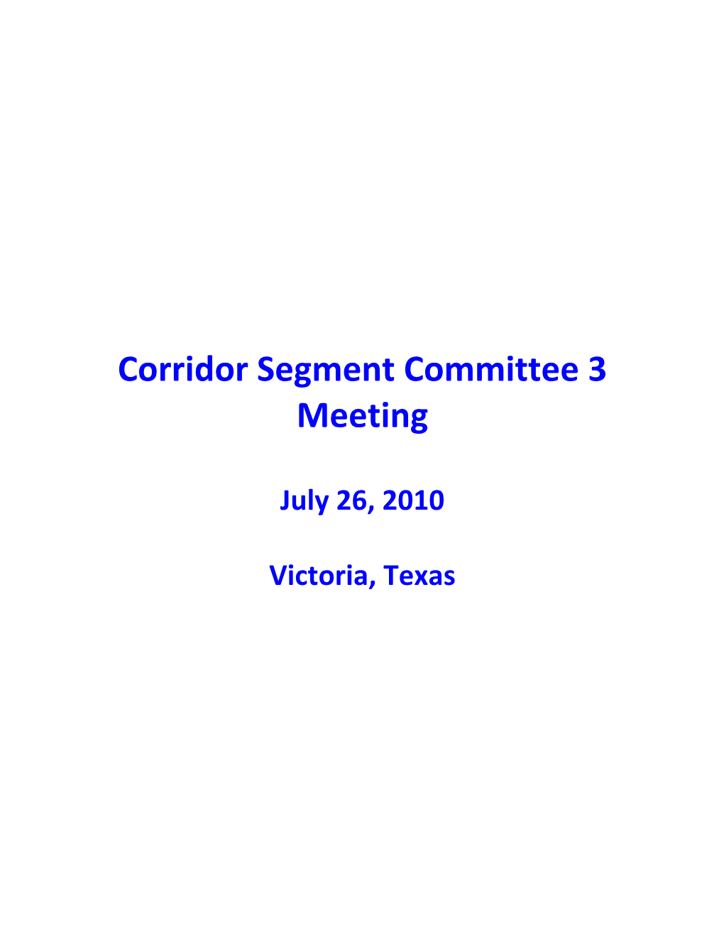 Corridor Segment Committee 2