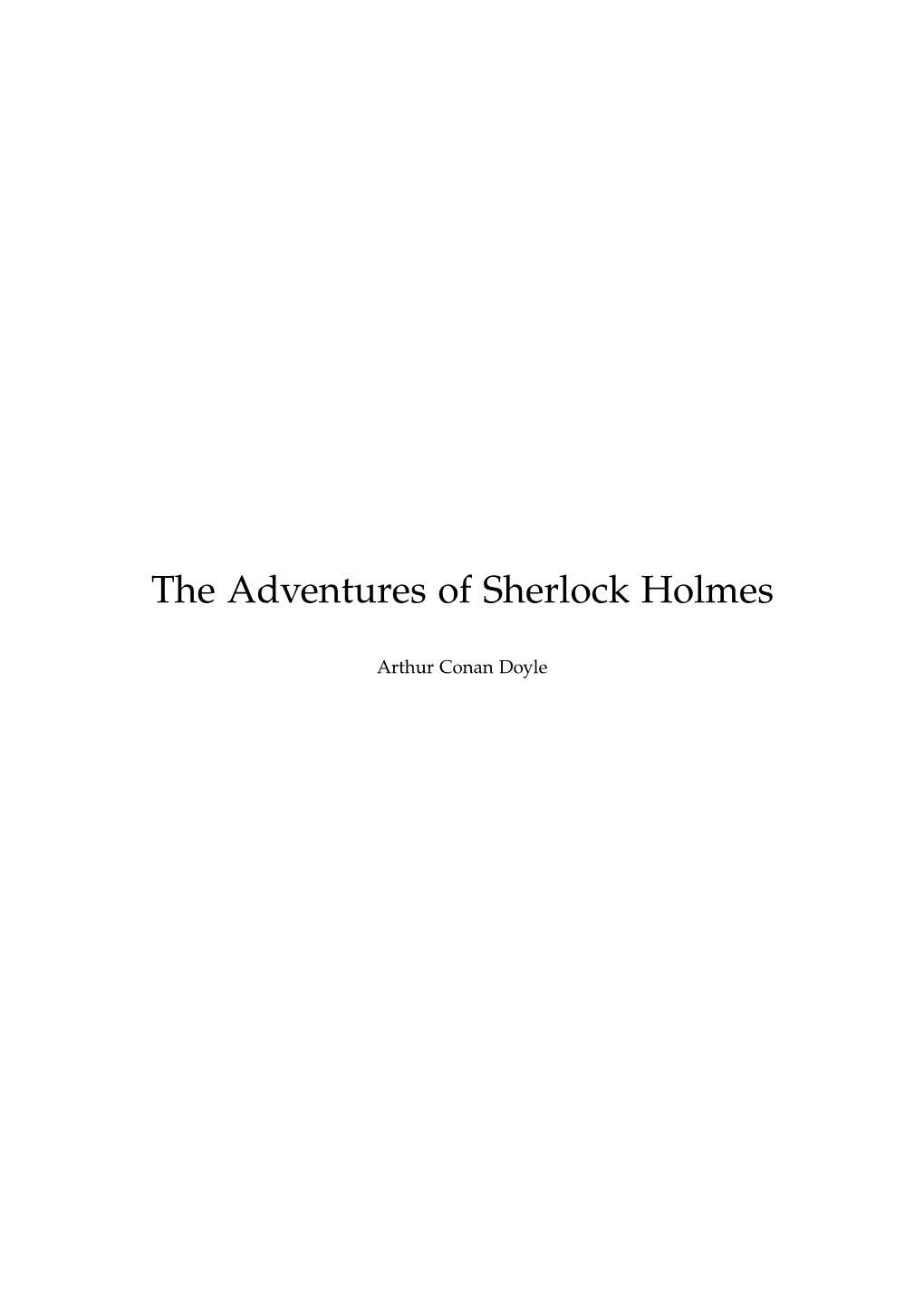 The Adventures of Sherlock Holmes