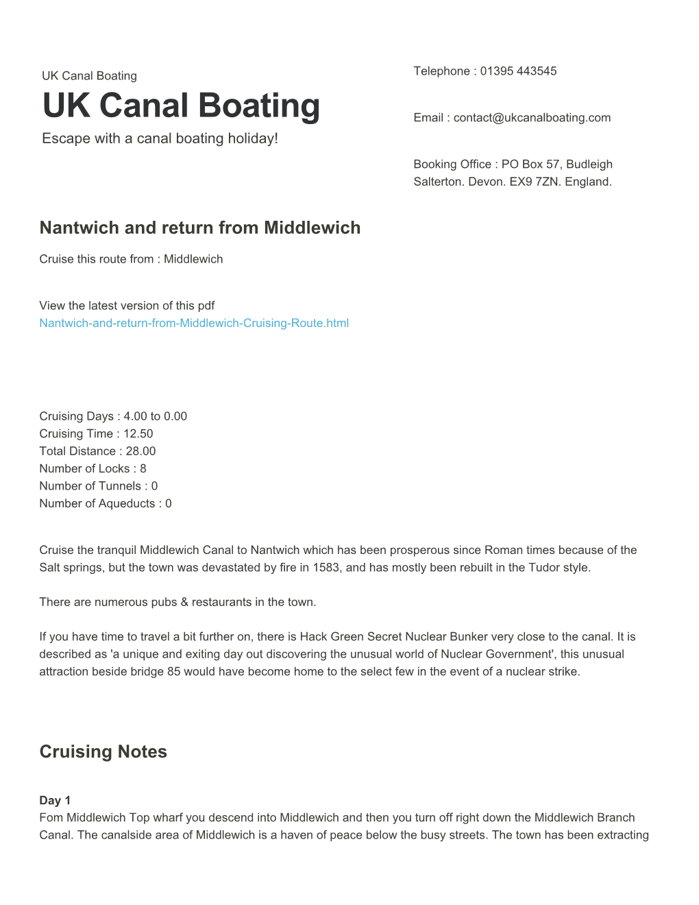 Nantwich and Return from Middlewich | UK Canal Boating