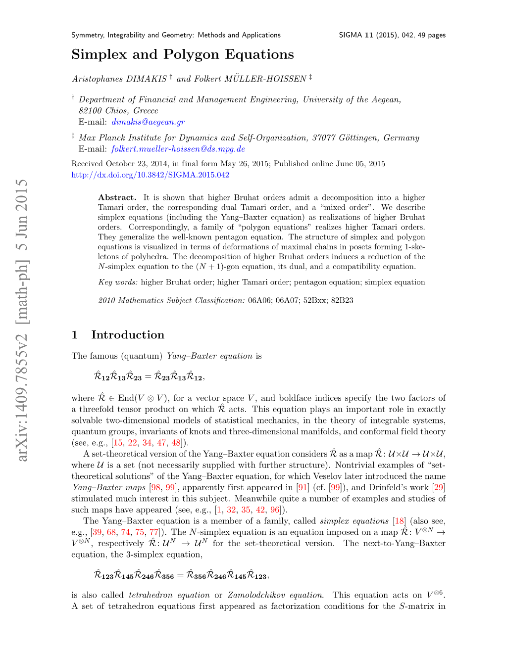 Simplex and Polygon Equations