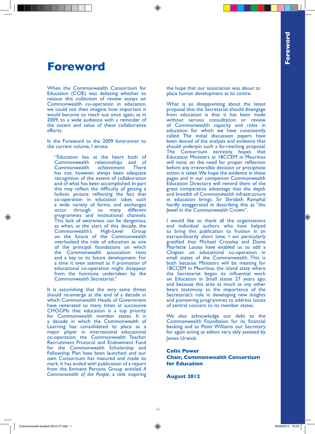 Foreword Tothe2009forerunner to Efforts