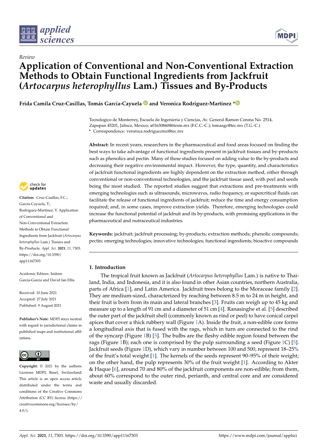 (Artocarpus Heterophyllus Lam.) Tissues and By-Products