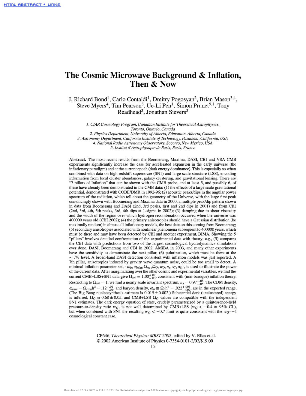 The Cosmic Microwave Background & Inflation