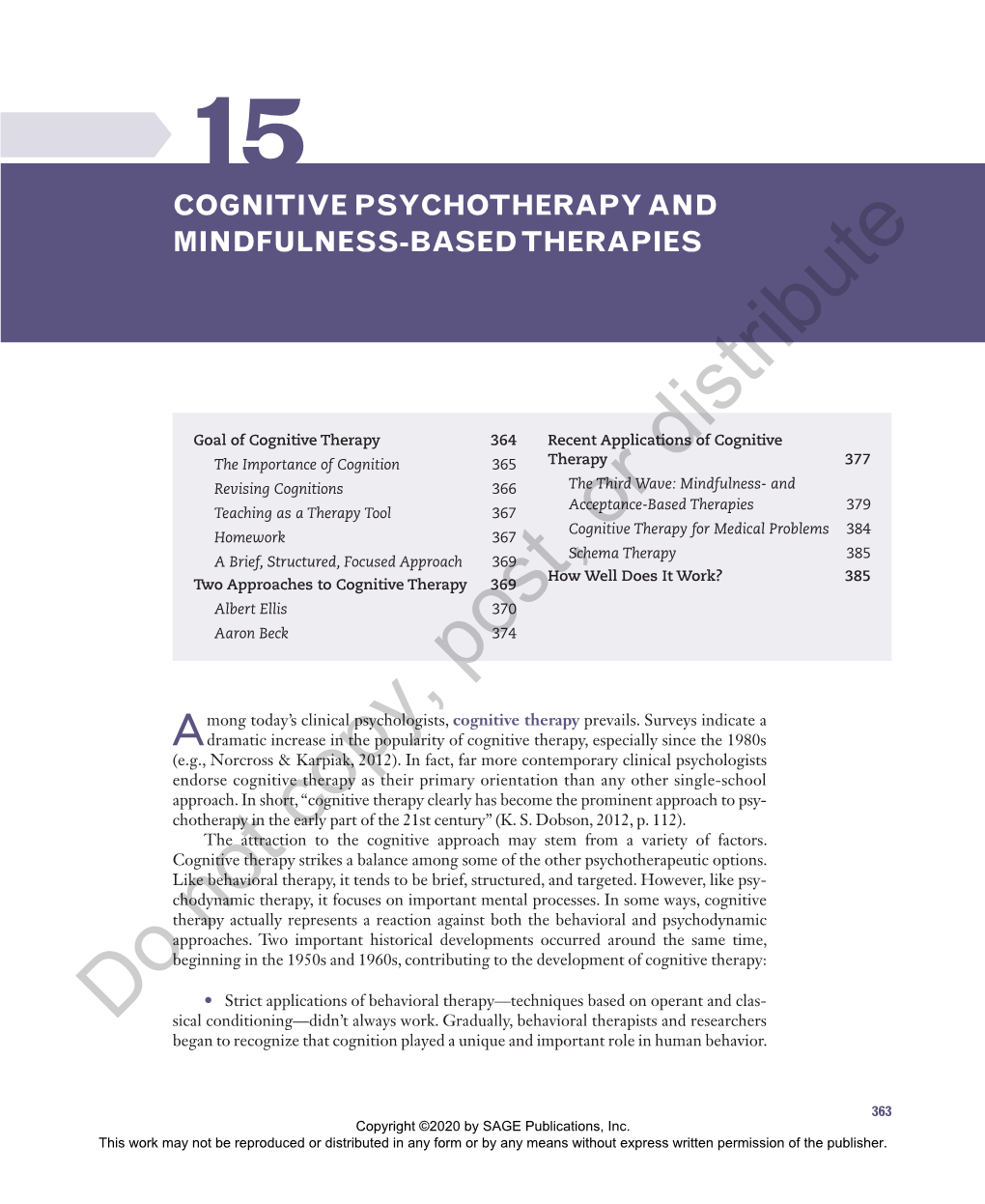Cognitive Psychotherapy and Mindfulness-Based Therapies